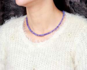 Superventas, hermoso collar de cuentas de tanzanita natural, 4mm-5mm, piedra natal de diciembre, cuentas de piedras preciosas, fabricación de joyas, collar, regalo - Product Image 4