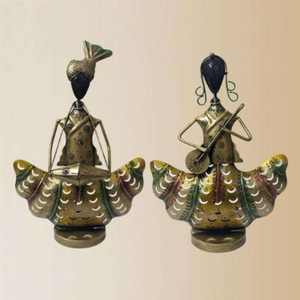 Porte-bougie en métal doré artisanal pour couple, pour la décoration de la maison, salon, chambre à coucher, cadeau, prix de gros - Product Image 1