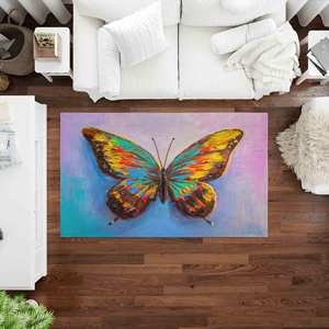 Alfombra con Diseño de Mariposas: Arte Abstracto Colorido, Adorno para Entrada, Alfombra de Chenilla - Product Image 2