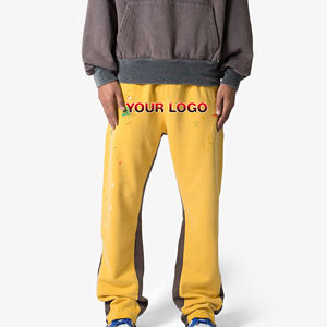 Vente chaude taille élastique couleur unie 100% coton léger tenue décontractée pantalons de survêtement automne porter respirant empilé Joggers - Product Image 1