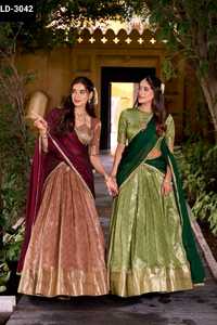 Indian Traditional Wear Dupion Silk Lehenga Choli with Zari Weaving Work and Zari Weaving Work Dupatta Set fot Wedding Wear - Product Image 6