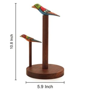 Collection d'oiseaux porte-serviettes élégant marron en bois de Sesham porte-serviettes comptoir distributeur de rouleaux Base antidérapante pour la cuisine - Product Image 6