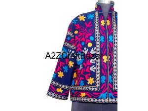 Manteau d'hiver à broderies florales pour hommes et femmes, veste en tissu de coton canard fait main, style hippie à points ouverts, tricoté pour l'automne - Product Image 2