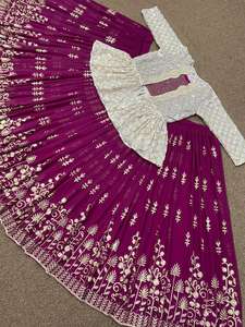 Nouveau Style de créateur au Look riche, Georgette Lehenga, choli avec broderie, séquence de travail, Lehenga avec fantaisie Georgette dupata - Product Image 6