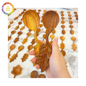 ชุดช้อนไม้ทำมือ ลายดอกไม้ใบไม้ อุปกรณ์ทำครัว เครื่องมือครัว - Product Image 3
