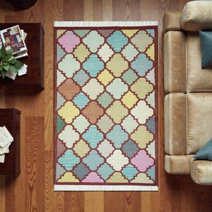 Tapis Kilim en Laine Fait Main, Motif Géométrique Multicolore, Écologique, Adapté aux Animaux, Tissage Plat, Tapis Moderne pour Salon et Chambre - Product Image 6