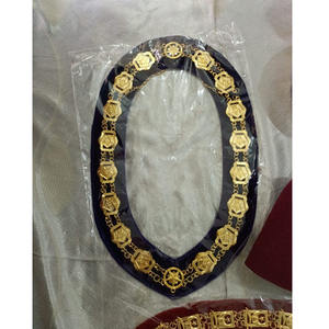 Collar de Cadena Masónico de 2 Colores, Collar de Cadena Shriner de Terciopelo en Rojo o Morado con Fila Simple y Doble de Pedrería en 2025 - Product Image 2