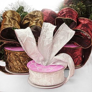 Crushed Satin Wired Holographic Ribbon Spool Fashionable Polyester and Silk <b>Paper</b> for Gift <b>Wrapping</b> and Decorative Bow - Product Image 5