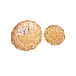 แผ่นรองหม้อแบบกลมทนความร้อนขาตั้งสามขาทำจากไม้ไผ่สานเป็นมิตรกับสิ่งแวดล้อมสำหรับห้องครัว - Product Image 5