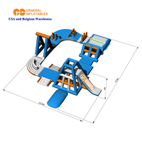 Parcours d'obstacles flottant gonflable géant en PVC personnalisable, parc flottant gonflable pour adultes