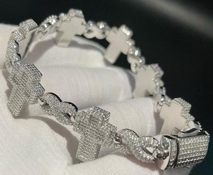 925กำไลข้อมือเพชรมอยส์ซอไนต์เงินสเตอร์ลิงเครื่องประดับฮิปฮอปเครื่องประดับ VVS เพชรที่กำหนดเองของขวัญจี้เพชรสำหรับเธอ - Product Image 1