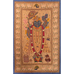 Tapiz de Pared de Tela de Algodón Estilo Bohemio con Arte Pichwai, Color Rosa y Morado, Estilo Navideño para Decoración de Interiores y Exteriores - Product Image 1