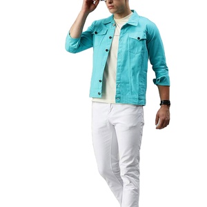 แจ็กเก็ตผ้ายีนส์ให้ความอบอุ่นกันลมวินเทจสำหรับผู้ชายปกเปิดแบบลำลองสำหรับฤดูหนาวพร้อมการออกแบบการเย็บปะติดปะต่อกันเครื่องประดับแฟชั่นขายส่ง - Product Image 1