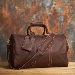 Bolso de lona de cuero de vaca genuino Vintage de alta calidad Cierre de cremallera de gran capacidad Deporte pesado personalizado Unisex Ecológico - Product Image 1