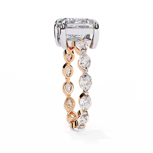 แหวนหมั้นเพชรที่เจียระไนในห้องปฏิบัติการแบบเจ้าหญิงใน14K โกลด์ IGI ได้รับการรับรอง D-E สีใสมีสีโรสเหลืองขาวทอง - Product Image 5