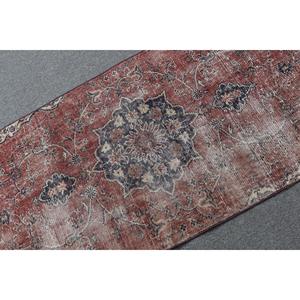 Tapis turc vintage, petit tapis de 6x2,5 pieds, tapis à carreaux rouge et bleu - Product Image 5