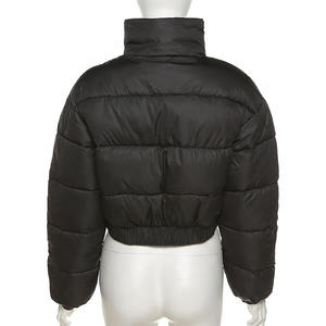 Wholesale Winter Custom Puff Plus Size Bubble Breathable Bomber <b>Puffer</b> <b>Jacket</b> <b>Women</b> <b>Crop</b> Top Ladies Big Collar Short <b>Jacket</b> - Product Image 3