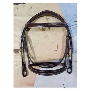 Bride à langer en cuir de cheval de qualité supérieure Demi-muserolle Confortable Durable Équipement d'entraînement d'équitation Halters - Product Image 3