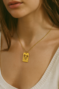 Laiton plaqué or Gémeaux Gravé Trendy Chaînes Collier Signe du Zodiaque Pendentif pour Femmes Personnalisé Horoscope Bijoux - Product Image 2