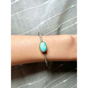 Navajo Handmade Cultural Collectible Sonoran Mountain Turquoise & Sterling <b>Silver</b> <b>Cuff</b> <b>Bracelet</b> - Product Image 5