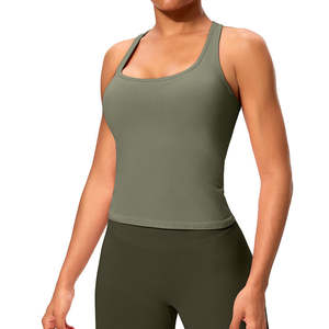 Débardeurs de Fitness Spandex sans manches pour femmes élastiques côtelés basique col carré respirant séchage rapide pour la course à pied Gym Yoga Sports - Product Image 3