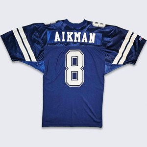 Vintage 90s Troy Aikman Russell fútbol Jersey Premium cosido personalizado fútbol americano uniforme azul camisa - Product Image 2