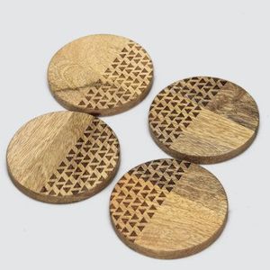 Super Oferta Posavasos de madera de mango hechos a mano con el mejor posavasos de utensilios de cocina impresos con esmalte para vajilla y uso de mesa - Product Image 5