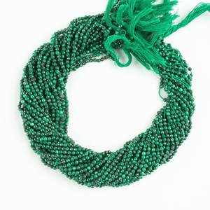 Piedra de malaquita verde Natural de 3mm, cuentas de piedras preciosas redondas microfacetadas para pulseras de joyería, fabricación de hebras por fabricante indio - Product Image 2