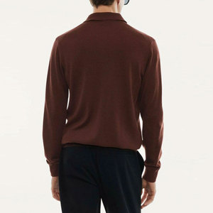 Pull personnalisé uni coton vierge tricoté hommes chemises à manches longues à la mode tricoté hommes chemises à manches longues - Product Image 2