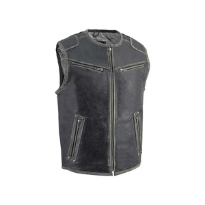 Chaleco de Cuero para Hombre, Chaleco de Cuero con Muchos Bolsillos, Chaleco Masculino Ajustado - Product Image 5