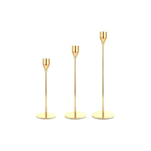 Elegant Metal <b>Taper</b> <b>Candle</b> Holder in Brass Gold Silver Bulk Tabletop Candlestick Lanterns for Christmas and Easter Occasions - Product Image 1