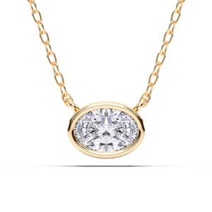 Pendentif solitaire en or massif 10K, 14K, 18K pour elle, Moissanite ovale de taille de diamant de 2.50 carats, E-F/VVS-VS, moderne et minimaliste - Product Image 1