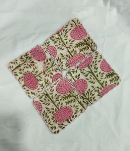 Dessous de verre à thé matelassé en coton en tissu imprimé bloc durable et durable avec bord passepoil, marmites à boissons chaudes, tapis, accessoires de table - Product Image 5