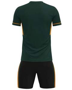 ชุดฟุตบอลสีเขียวเข้มและดำแบบกำหนดเองจากผู้ผลิต คอวี แขนสั้น ระบายอากาศได้ดี ทำจากโพลีเอสเตอร์ สำหรับทีม - Product Image 4