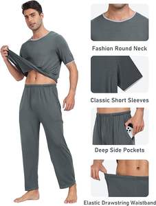 Ensemble de peignoirs de nuit unisexes en tissu éponge thermique respirant, taille plus, léger, doux, séchage rapide, chemise de détente, pantalon long, 100% coton - Product Image 4