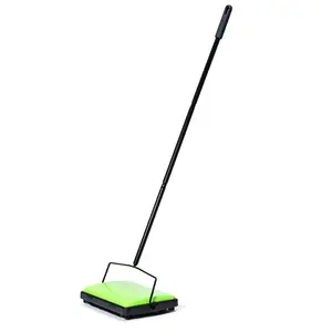 绿色机械扫地机地毯除尘器工作无电无噪音金属手柄28x105 x 19厘米