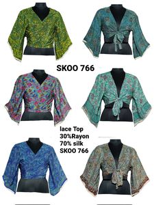 Nouveau bohème antistatique Satin Saree haut dentelle décoration haute couture tendance prêt à expédier conception pour les femmes confortable jolie - Product Image 6