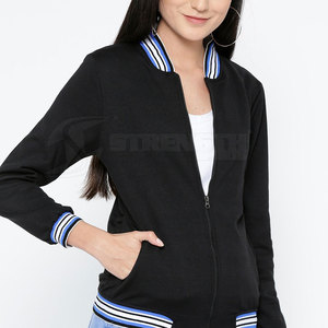 Custom Women's Lightweight Winter Letterman Jacket with Breathable <b>Covered</b> <b>Button</b> Closure Fleece Lining Cotton Shell Coated - Product Image 2