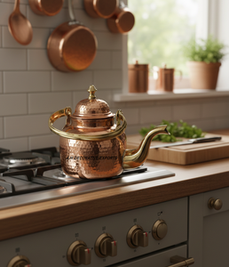Luxury Artisanal Copper Tea <b>Kettle</b> with <b>Metal</b> Handle 2L Capacity Vintage Farmhouse Style Eco-Friendly - Product Image 5
