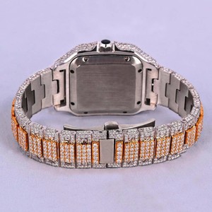 Montre tendance analogique ETA unisexe de luxe pour hommes Style Hip Hop glacé VVS Moissanite diamant carré 18mm en acier inoxydable limité - Product Image 4