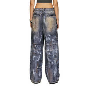 กางเกงยีนส์ผ้ายีนส์สำหรับผู้ชายเสื้อผ้าแนวสตรีทผ้าคอตตอนผ้ายืดสีฟ้าผ้ายืดแบบมีรอยขาดสั่งติดแบรนด์ได้ตามต้องการ - Product Image 6