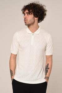 Polo décontracté à demi-fermeture éclair pour hommes, pull d'été à manches courtes de couleur unie, haut en tricot respirant avec col rabattu, noir - Product Image 2