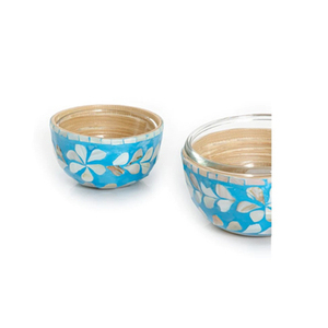 Ensemble de 2 bols en nacre MOP, bols de service en verre de haute qualité, base en bois élégante, parfaits pour les mariages et la cuisine - Product Image 5