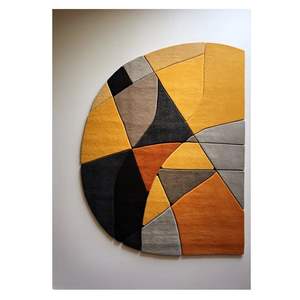 Tapis moderne en laine de qualité supérieure tufté à la main jaune vif noir abstrait élevé pour salon salle à manger chambre à coucher fait à la main décoration intérieure - Product Image 1