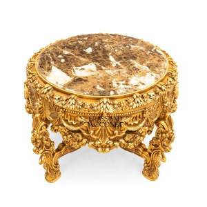 Mesa de entrada de lujo Royal con superficie de mármol y acabado tallado a mano en oro - Product Image 2