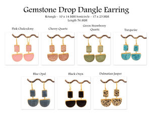 Boucles d'oreilles en forme de rectangle et de demi-cercle pour femme, magnifiques boucles d'oreilles en quartz de cerise naturel et pierre de lune de pêche en plaqué or - Product Image 4