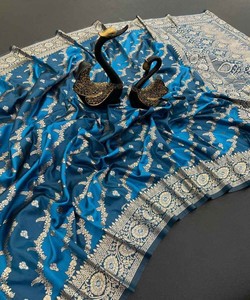 SAREE DE Tissage ZARI DORÉ EN SOIE BANARASI À LA MODE AVEC CHEMISIER INCOSÉ VÊTEMENT DE FESTIVAL PRIX DE GROS VÊTEMENT ETHNIQUE - Product Image 1