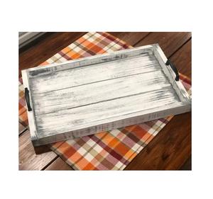 Bandeja DE SERVICIO DE MADERA encalada única con líneas de granja y textura rústica hecha para configuraciones elegantes del hogar o decoración de eventos - Product Image 6