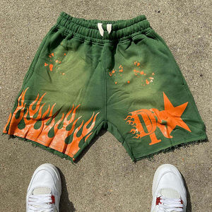 Pantalones cortos de tela Oxford de peso pesado personalizados para hombre, ropa de calle lavada con el sol desteñida para correr, secado rápido sólido lavado con ácido desgastado Vintage - Product Image 2