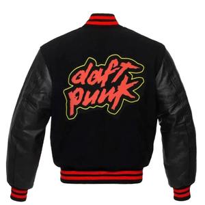 Veste universitaire en laine personnalisable avec manches en cuir et logos brodés, disponible en gros OEM/ODM - Product Image 4